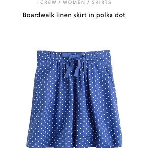 J Crew Boardwalk Blue Polka Dot Skirt